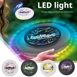 glowing hand thrown frisbee interactive night light toy for kids and parents outdoor lawn game