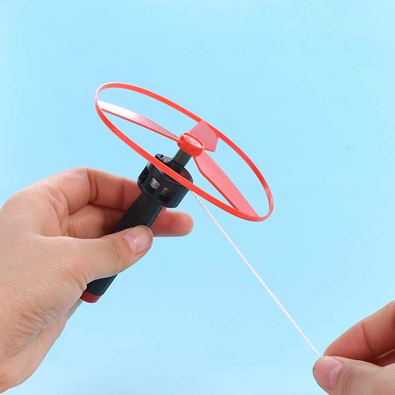 Pull String Flying Helicopter Toy for Kids Colorful Outdoor Fun Flying Disc Propeller Spin Top