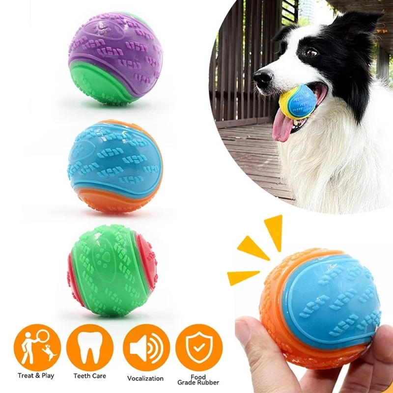 Squeaky TPR Dog Chew Ball For Teeth Cleaning And Interactive Play 0