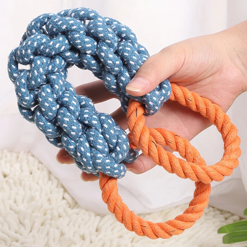 Handwoven Dog Rope Toy for Teeth Cleaning and Chew Play