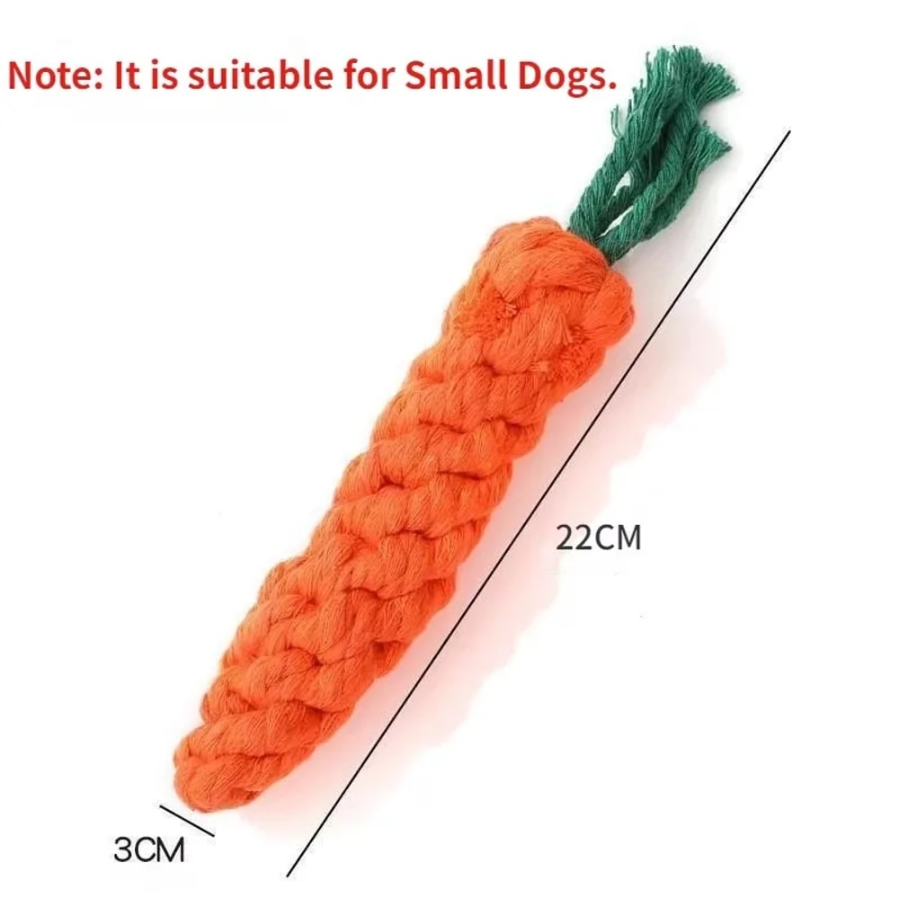 Carrot Cotton Rope Dog Toy Interactive Puppy Chew Toy For Teeth Cleaning Play 3