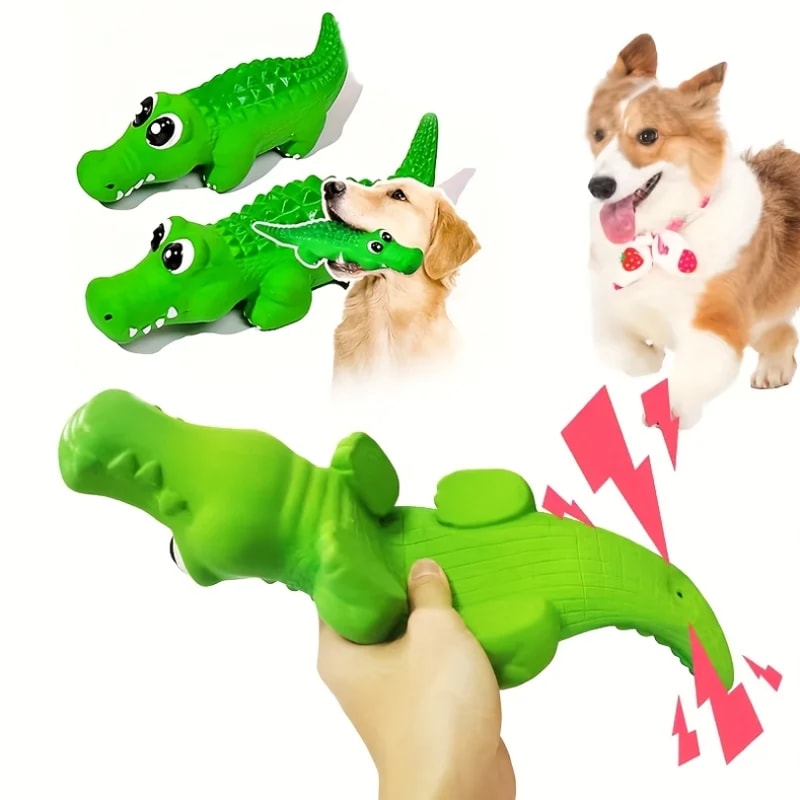 Crocodile Squeaky Dog Toy Durable Latex Chew Toy For Interactive Play 3