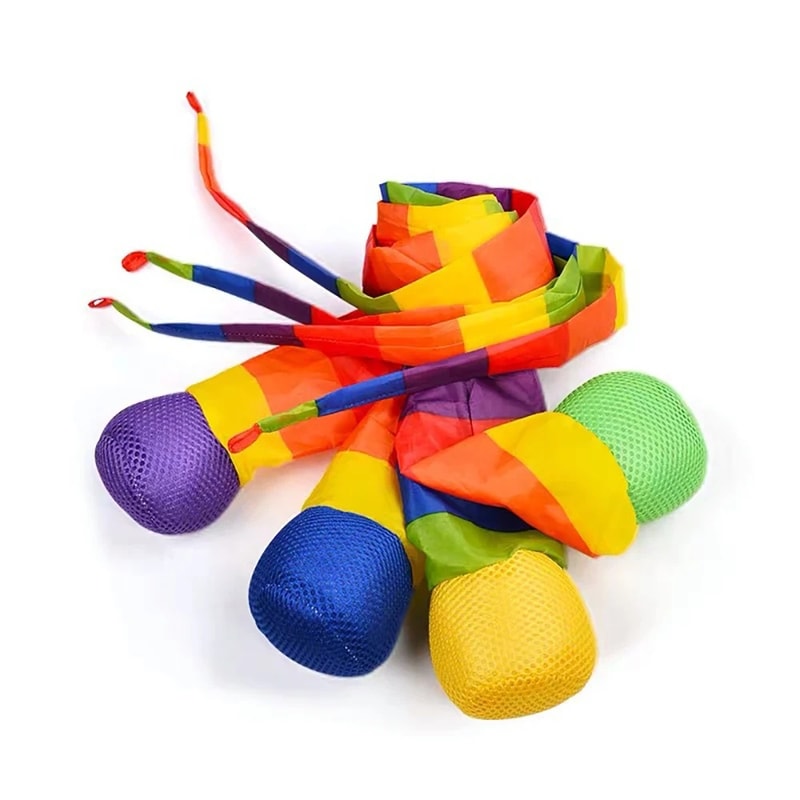 Rainbow Tail Throw and Catch Ball for Kids Outdoor Hand Eye Coordination Play