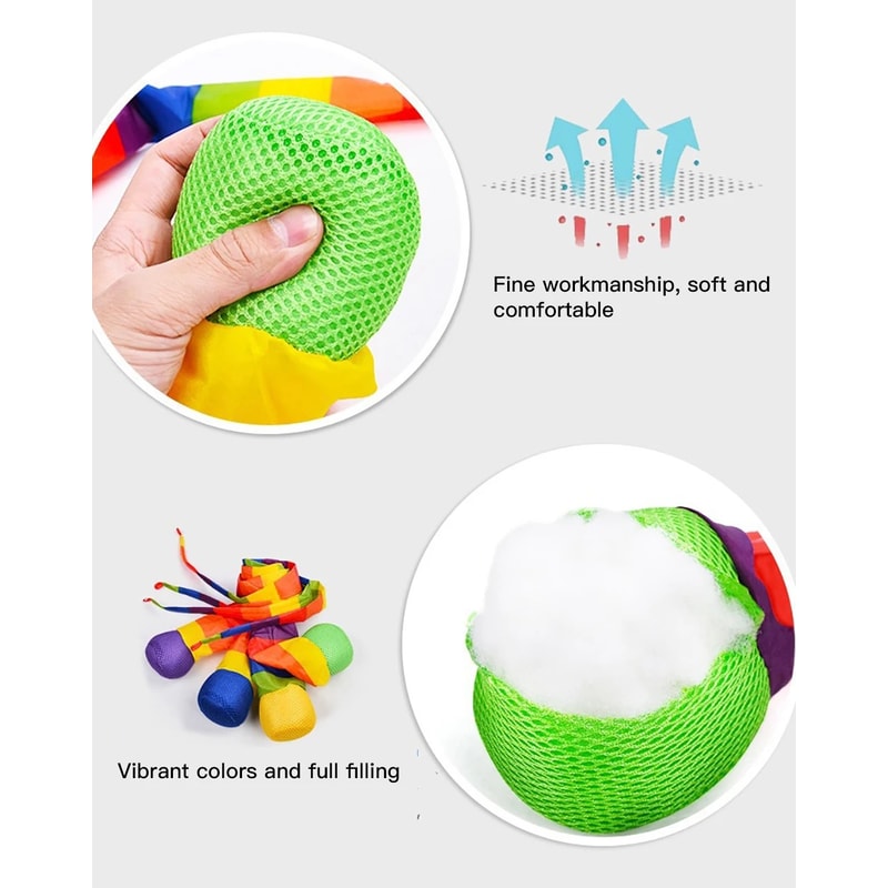 Rainbow Tail Throw and Catch Ball for Kids Outdoor Hand Eye Coordination Play