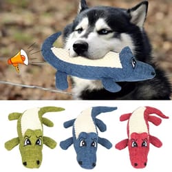 alligator squeaky plush dog toy for interactive chew play