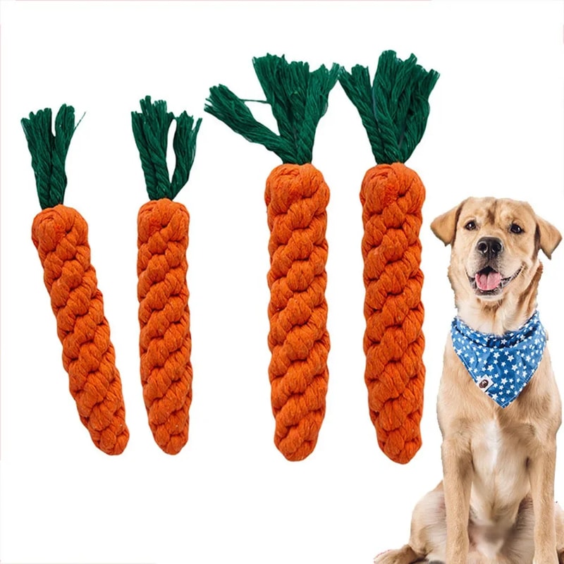 Carrot Dog Rope Toy for Puppies and Small Dogs