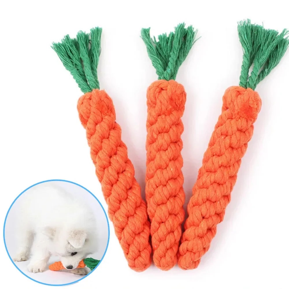 Carrot Dog Rope Toy for Puppies and Small Dogs