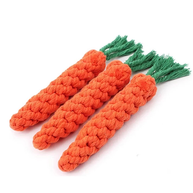 Carrot Dog Rope Toy for Puppies and Small Dogs