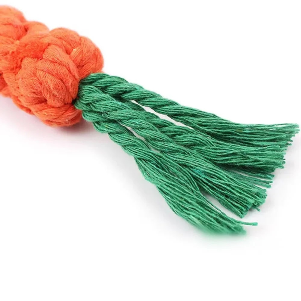 Carrot Dog Rope Toy for Puppies and Small Dogs