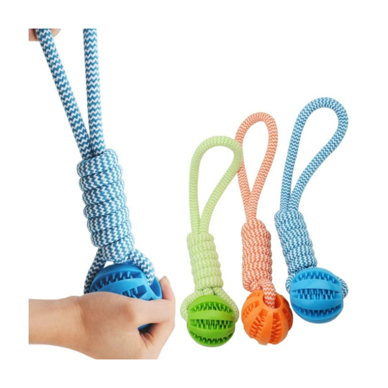Dental Treat Ball Rope Toy For Dogs Interactive Chew And Teeth Cleaning 1