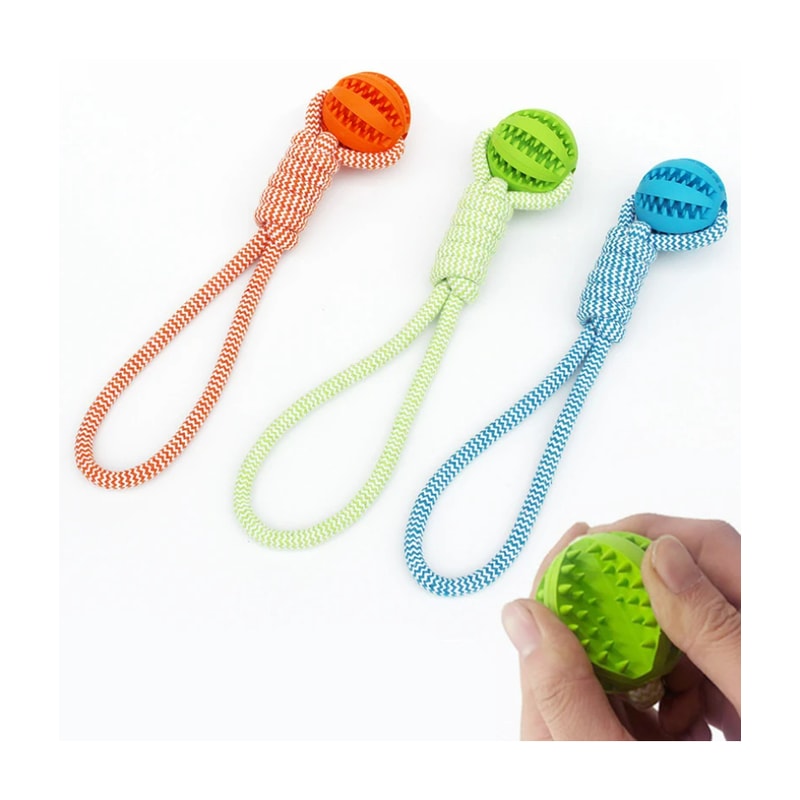 Dental Treat Ball Rope Toy For Dogs Interactive Chew And Teeth Cleaning 2
