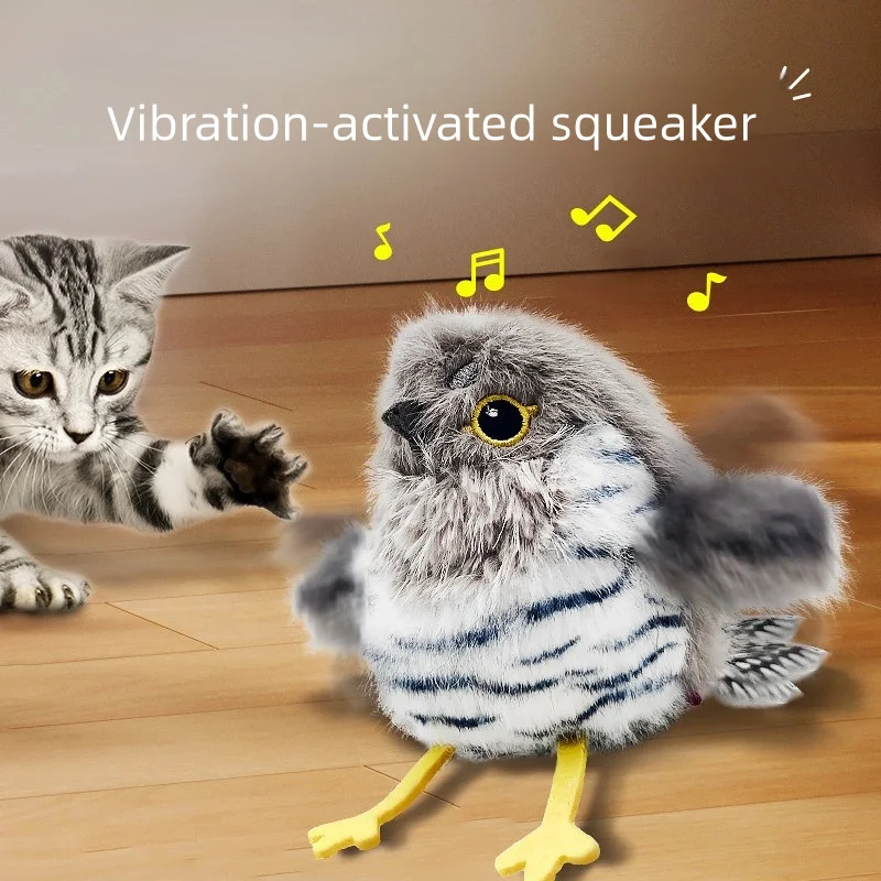 Interactive Flapping Bird Cat Toy Rechargeable Chirping Plush For Indoor Cats 1