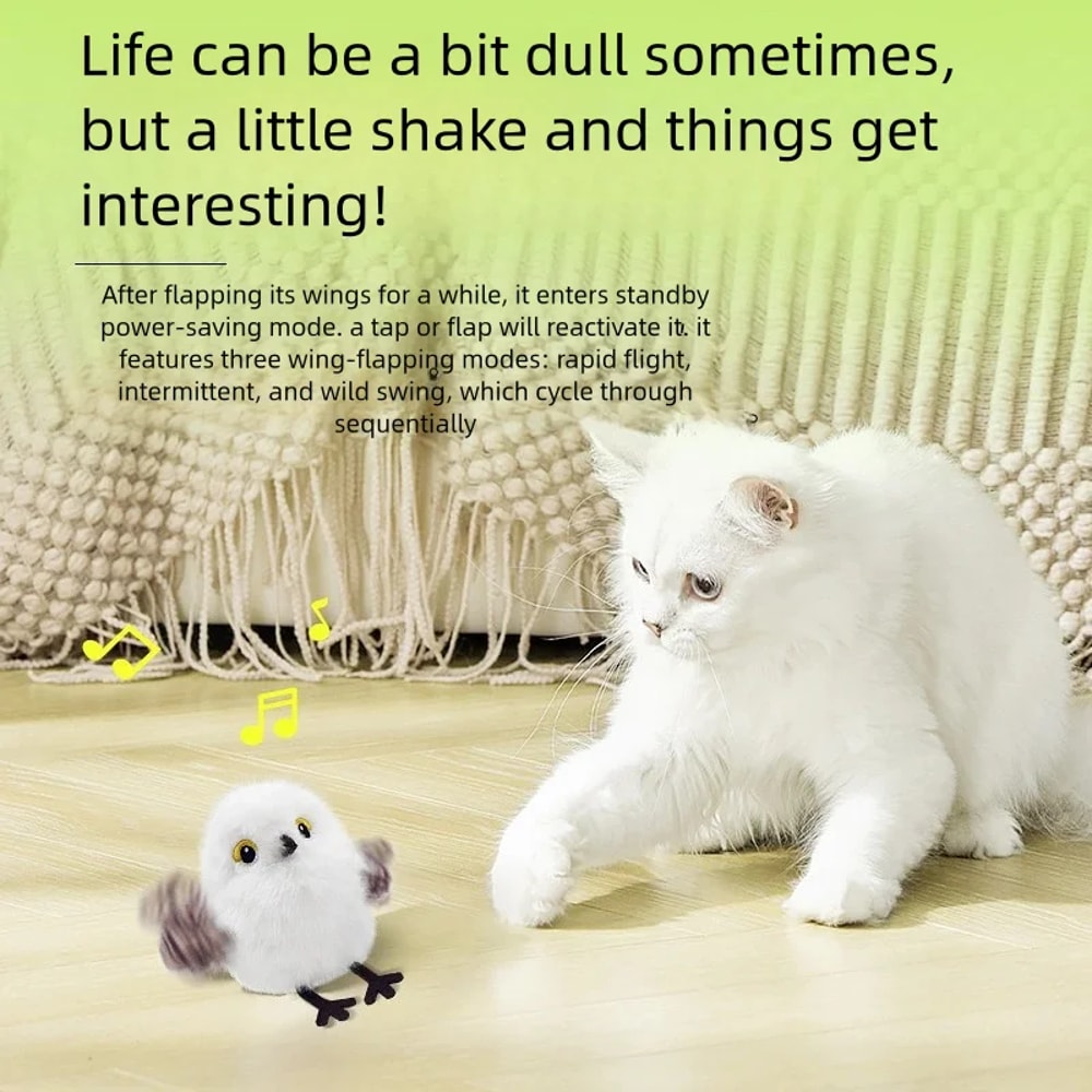 Interactive Flapping Bird Cat Toy Rechargeable Chirping Plush For Indoor Cats 2