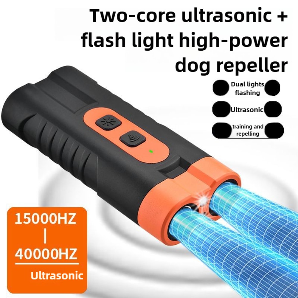 Dual Head Ultrasonic Dog Repeller Rechargeable Anti Bark Device with LED Light