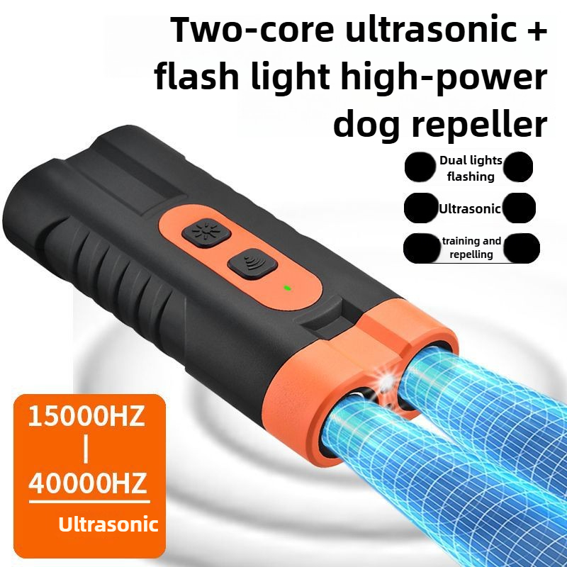Dual Head Ultrasonic Dog Repeller Rechargeable Anti Bark Device with LED Light