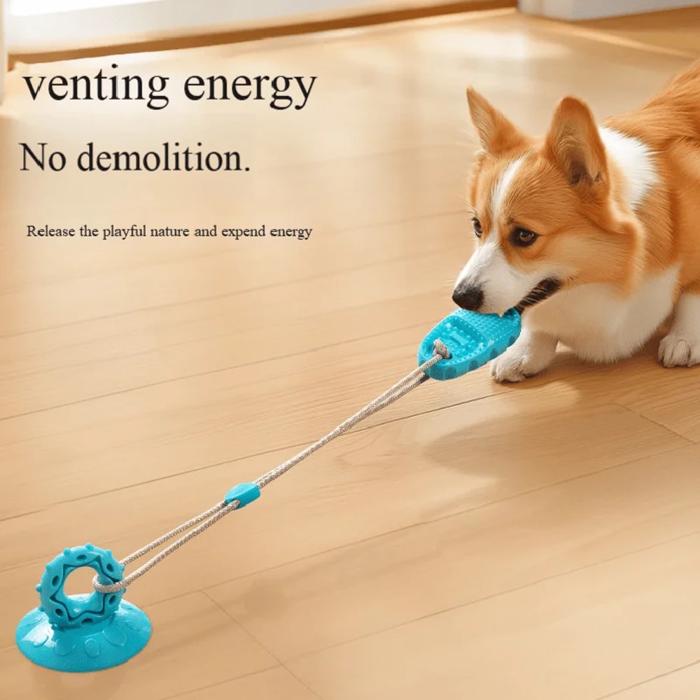 Interactive Suction Cup Dog Chew Toy for Teeth Cleaning and Boredom Relief