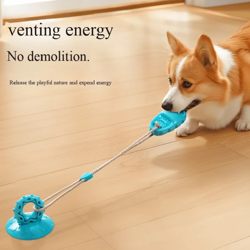 Interactive Suction Cup Dog Chew Toy for Teeth Cleaning and Boredom Relief