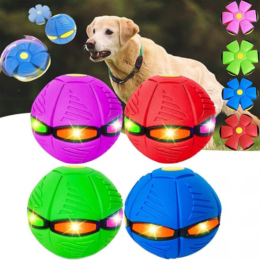 Interactive Flying Disc Ball Dog Toy With LED For Outdoor Fetch 0