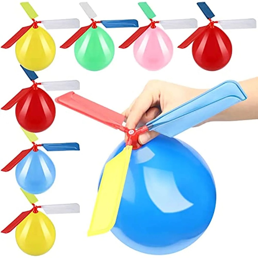Balloon Powered Helicopter Toy Set For Kids Outdoor Flying Party Favor Play 1