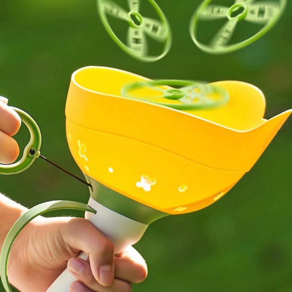 Frog Flying Disc Launcher Toy For Kids Outdoor Pull String Catch Game 3