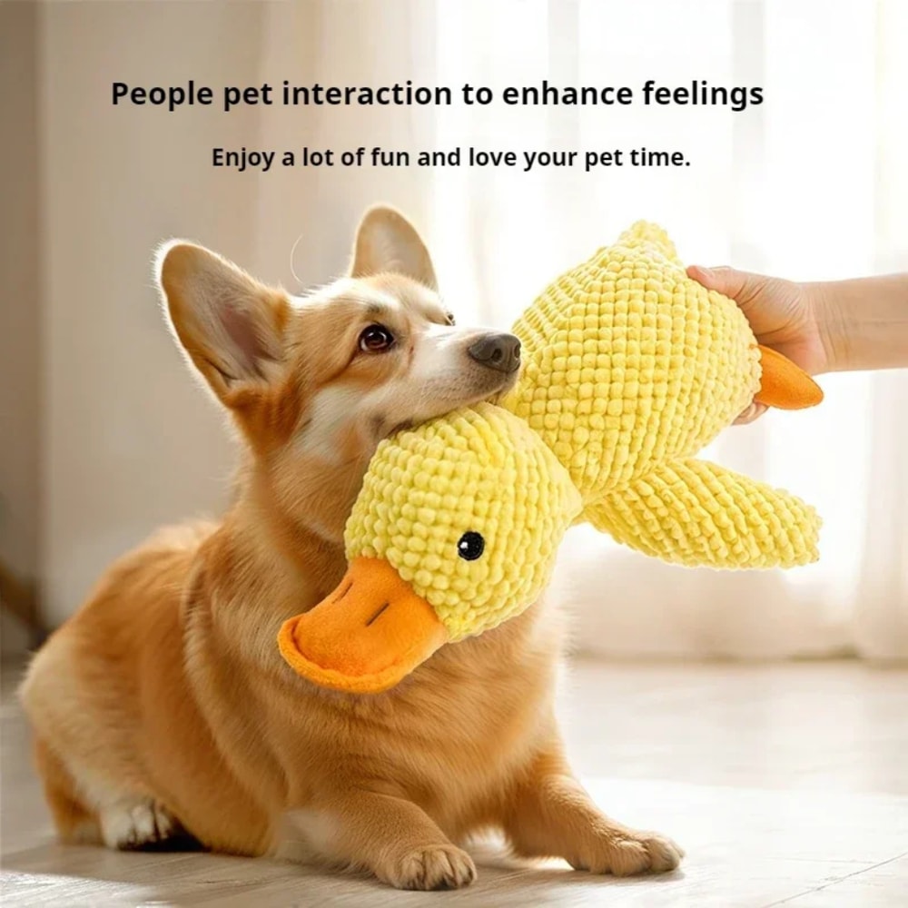 Squeaky Plush Duck Dog Chew Toy Durable Interactive Companion For Teething Play 2