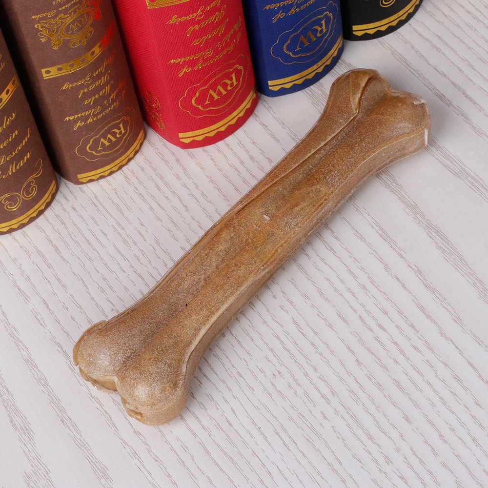 Leather Dog Chew Toy Bone for Teething and Dental Cleaning