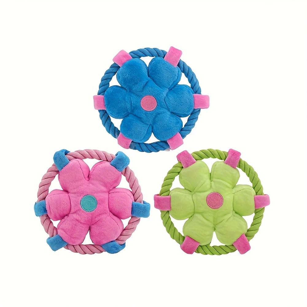 Durable Rope Dog Chew Toy With Squeaker Interactive Tug Toy For Puppies 5