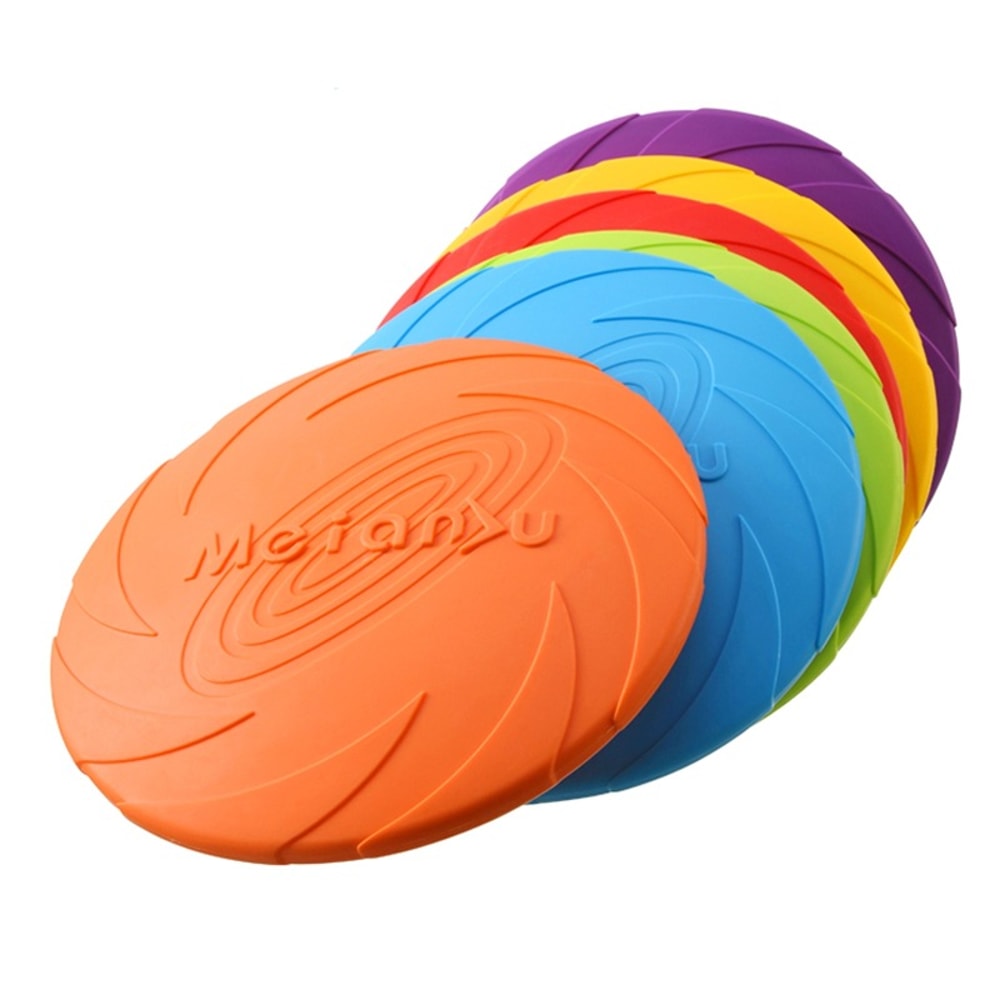 Soft Dog Flying Disc Silicone Dog Frisbee Interactive Fetch Toy 0