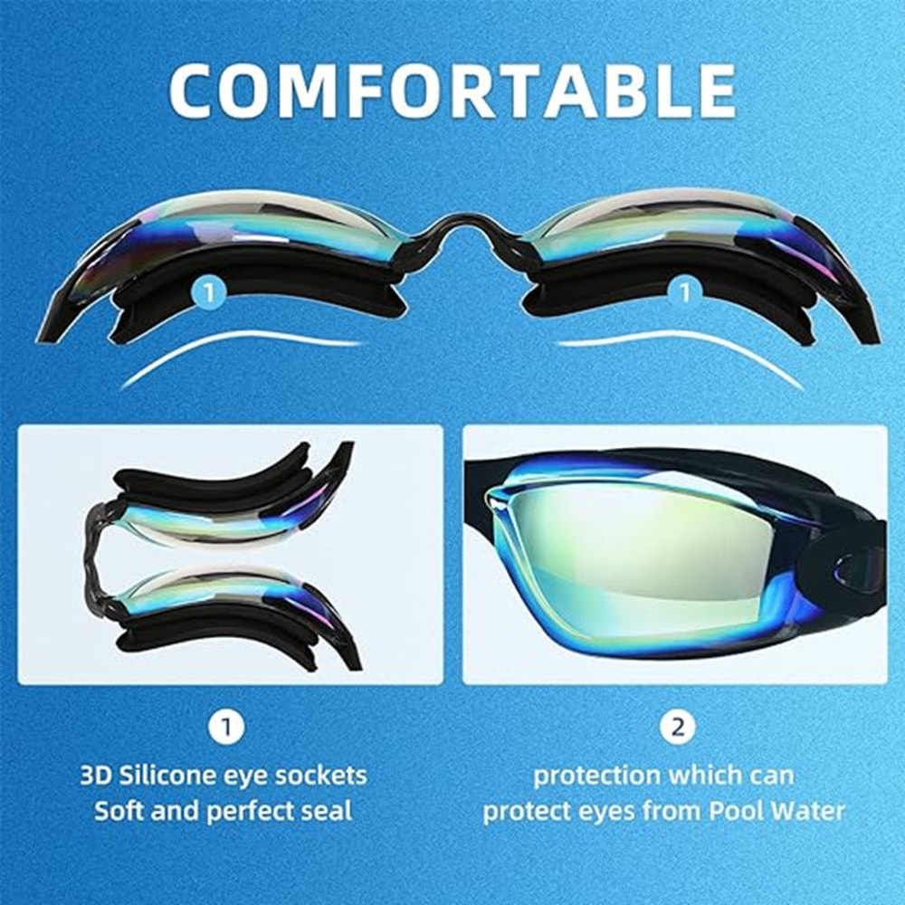Clear Seal Anti Fog Swim Goggles For Adults With Earplugs UV Protection Leakproof Comfort Fit 3