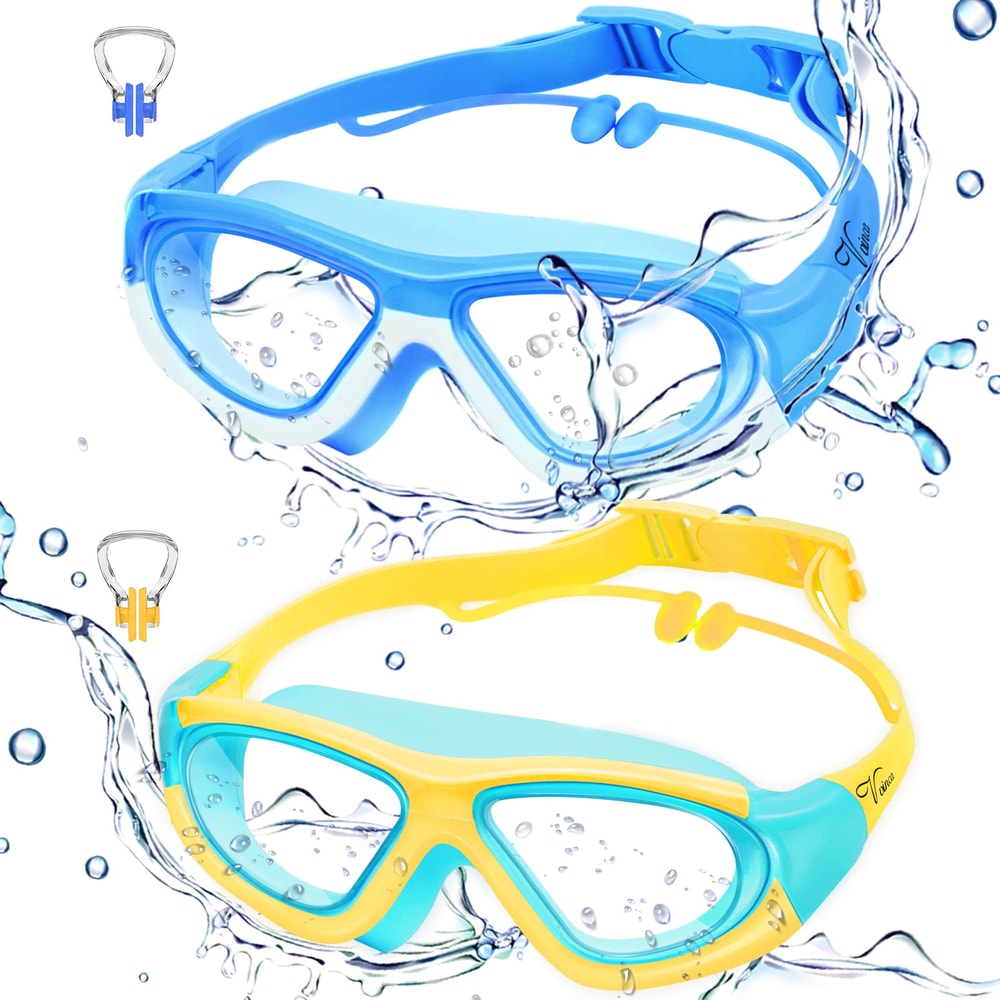 Kids Swim Goggles With Ear Plugs Anti Fog Leak Proof Wide View For Boys And Girls 1
