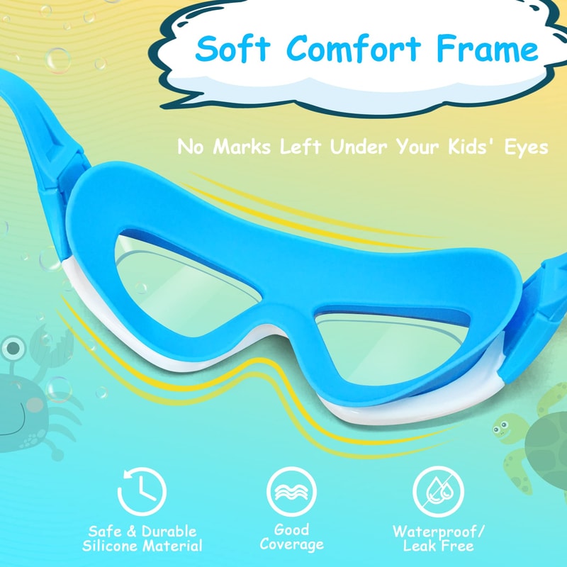 Kids Swim Goggles With Ear Plugs Anti Fog Leak Proof Wide View For Boys And Girls 4