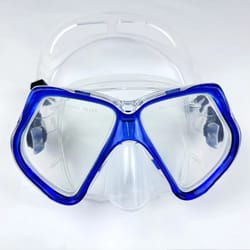 adult snorkel set with dry top snorkel and panoramic tempered glass mask