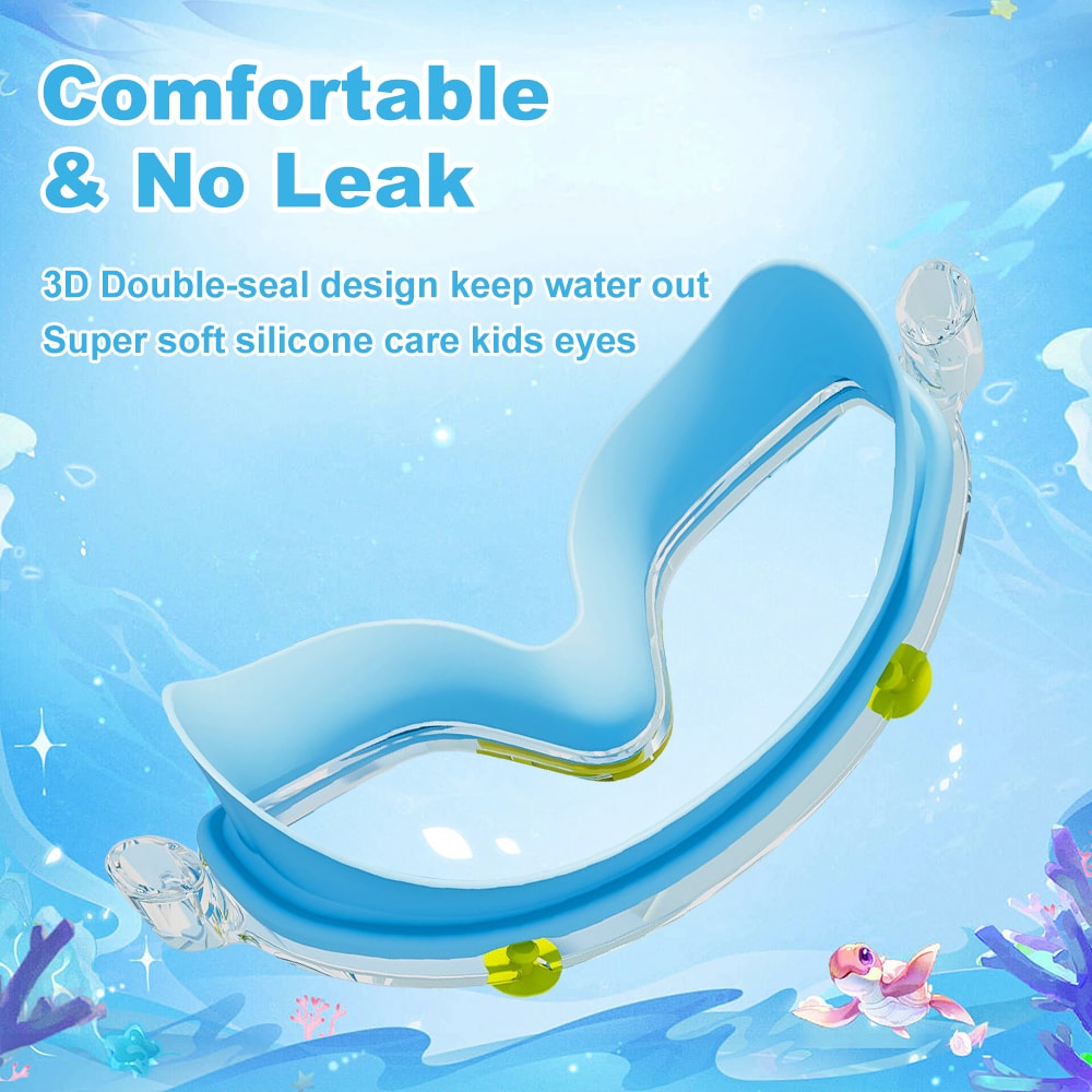 Kids Swim Goggles with Earplugs, Anti Fog Leak Proof Wide View