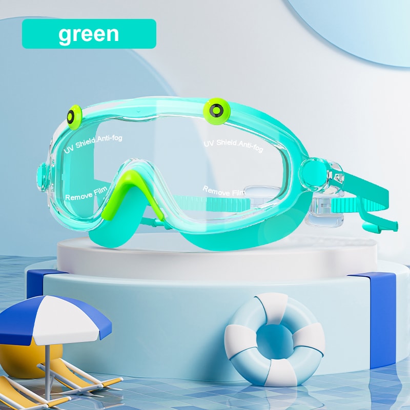 Kids Swim Goggles with Earplugs, Anti Fog Leak Proof Wide View