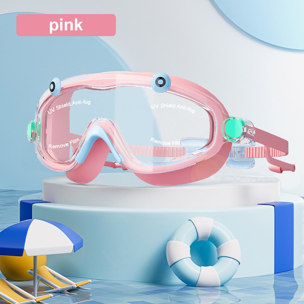 Kids Swim Goggles with Earplugs, Anti Fog Leak Proof Wide View