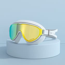 large frame anti fog swimming goggles for adults mirrored wide vision swim glasses