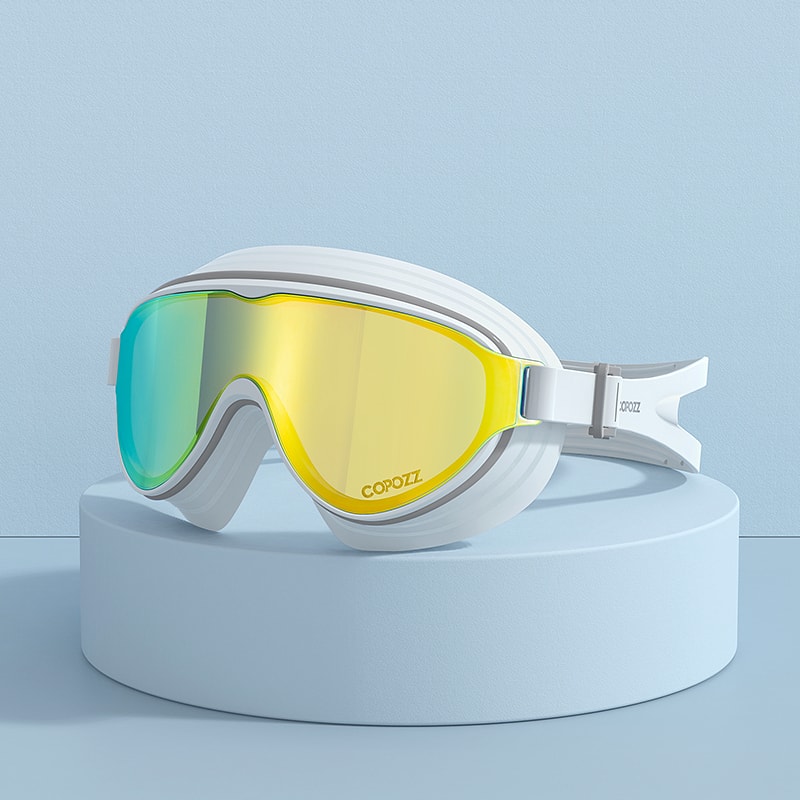 Large Frame Anti Fog Swimming Goggles For Adults Mirrored Wide Vision Swim Glasses 0