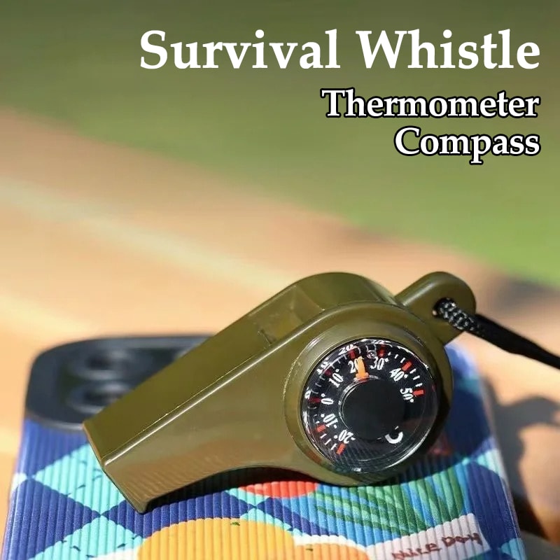 Survival Whistle With Compass And Thermometer For Camping Hiking Emergency Kits 2