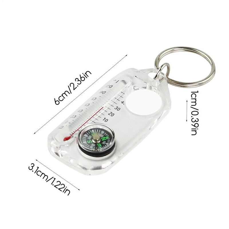 Trail Ready Keychain Compass Thermometer Mini Survival Camping Compass