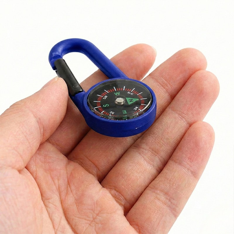 Mini Compass Carabiner Keychain For Hiking Camping And Backpack Travel 2