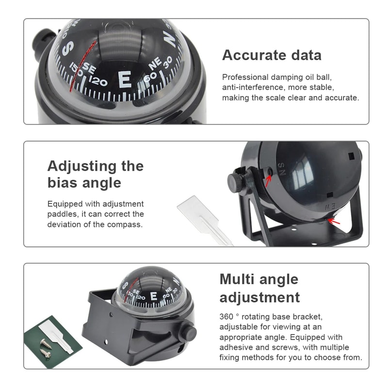 Adjustable Marine Compass For Boat And Car Dashboard Navigation 2
