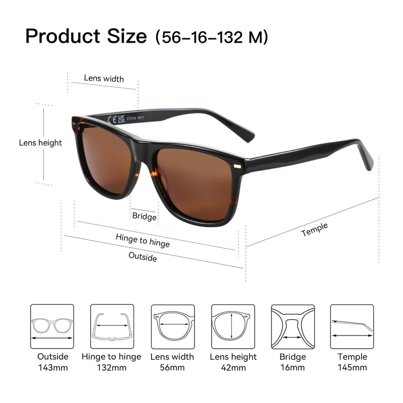 Retro Square Polarized Sunglasses For Men Lightweight Driving Shades 4