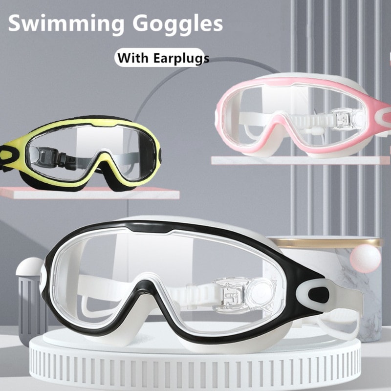 Adult Swim Goggles And Cap Set Anti Fog UV Protection Wide View Swim Goggles 0