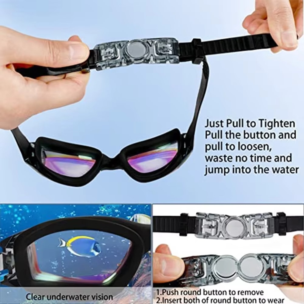 Anti Fog Adult Swimming Goggles With Earplugs UV Protection Waterproof Swim Glasses 2