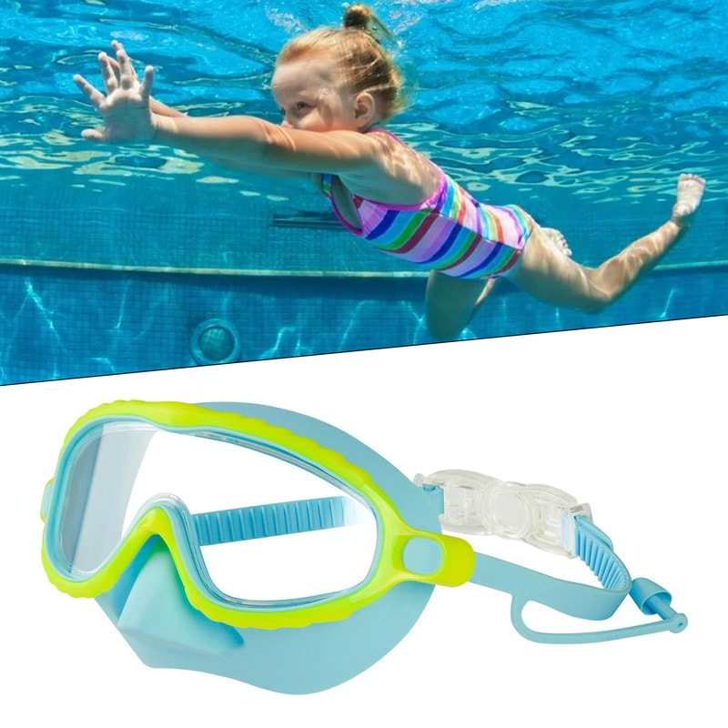 Kids Swim Goggles With Nose Cover Anti Fog Leak Proof Wide View Swim Mask 0