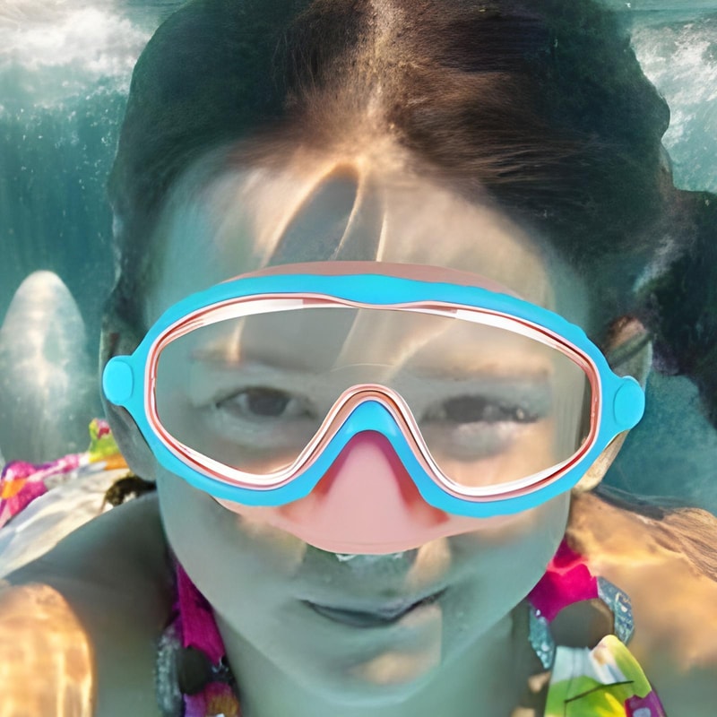 Kids Swim Goggles With Nose Cover Anti Fog Leak Proof Wide View Swim Mask 2