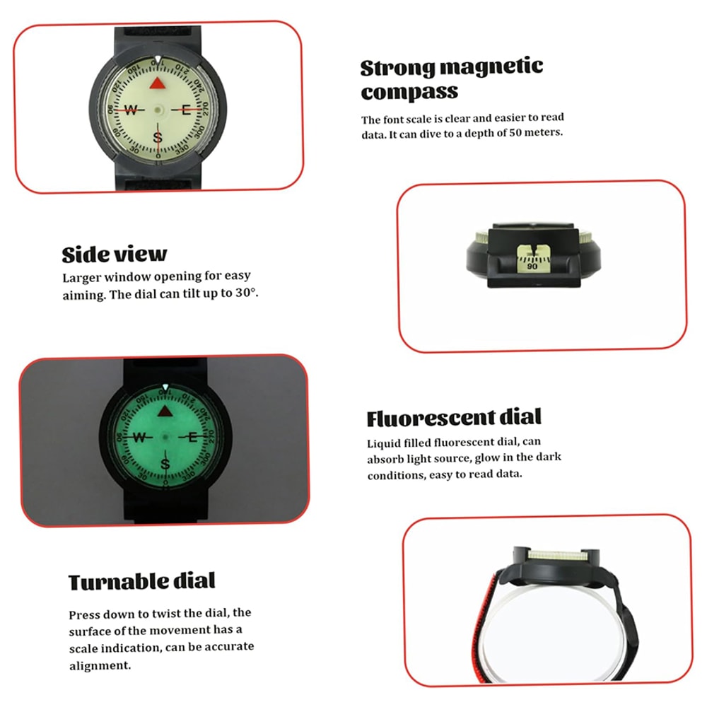 Waterproof Dive Compass Wrist Compass For Scuba Diving Hiking And Outdoor Navigation 1