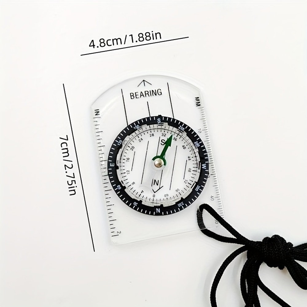Mini Baseplate Compass with Map Ruler for Hiking and Camping