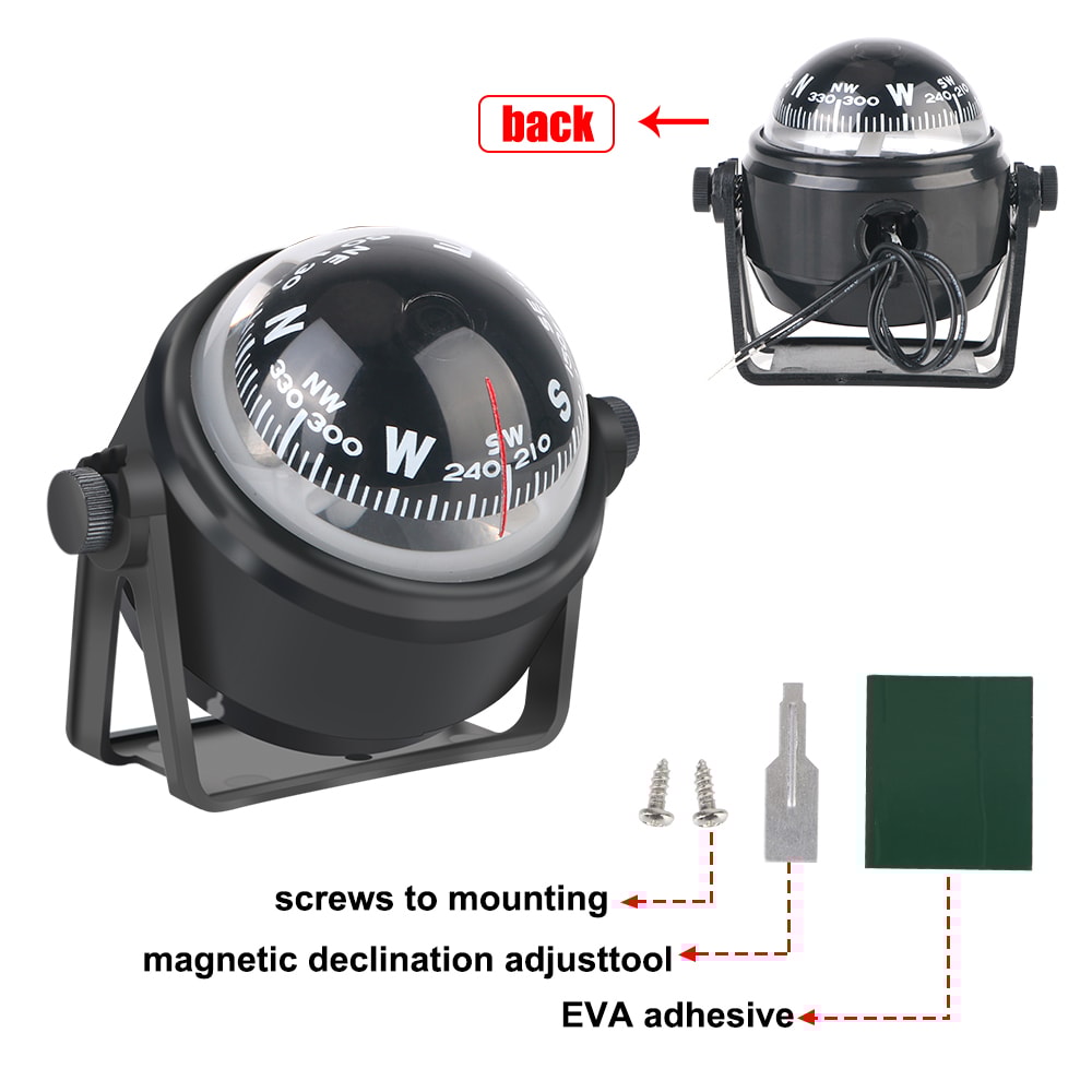 Waterproof Boat Compass With LED Light Rotating Marine Compass 1