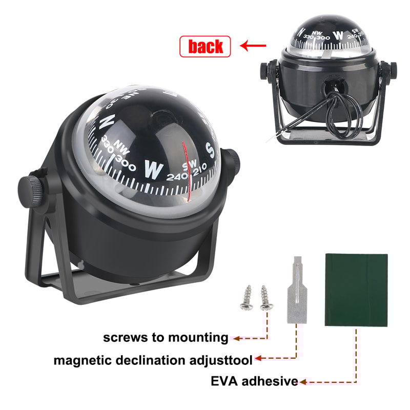 Waterproof Boat Compass With LED Light Rotating Marine Compass 1